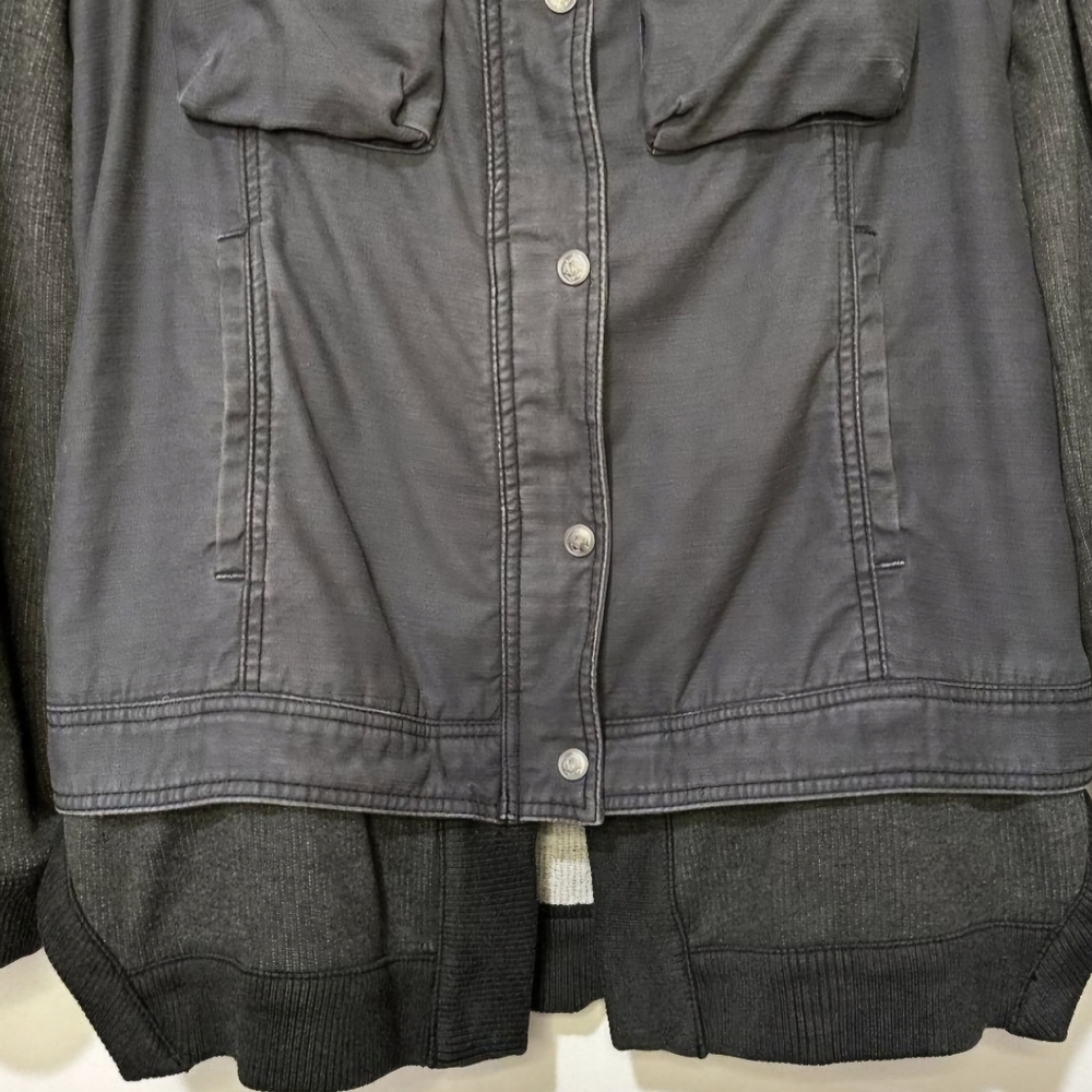 Free People Multi-color Hooded Jacket Zipper Snap Front Size Medium EUC - Picture 5 of 13